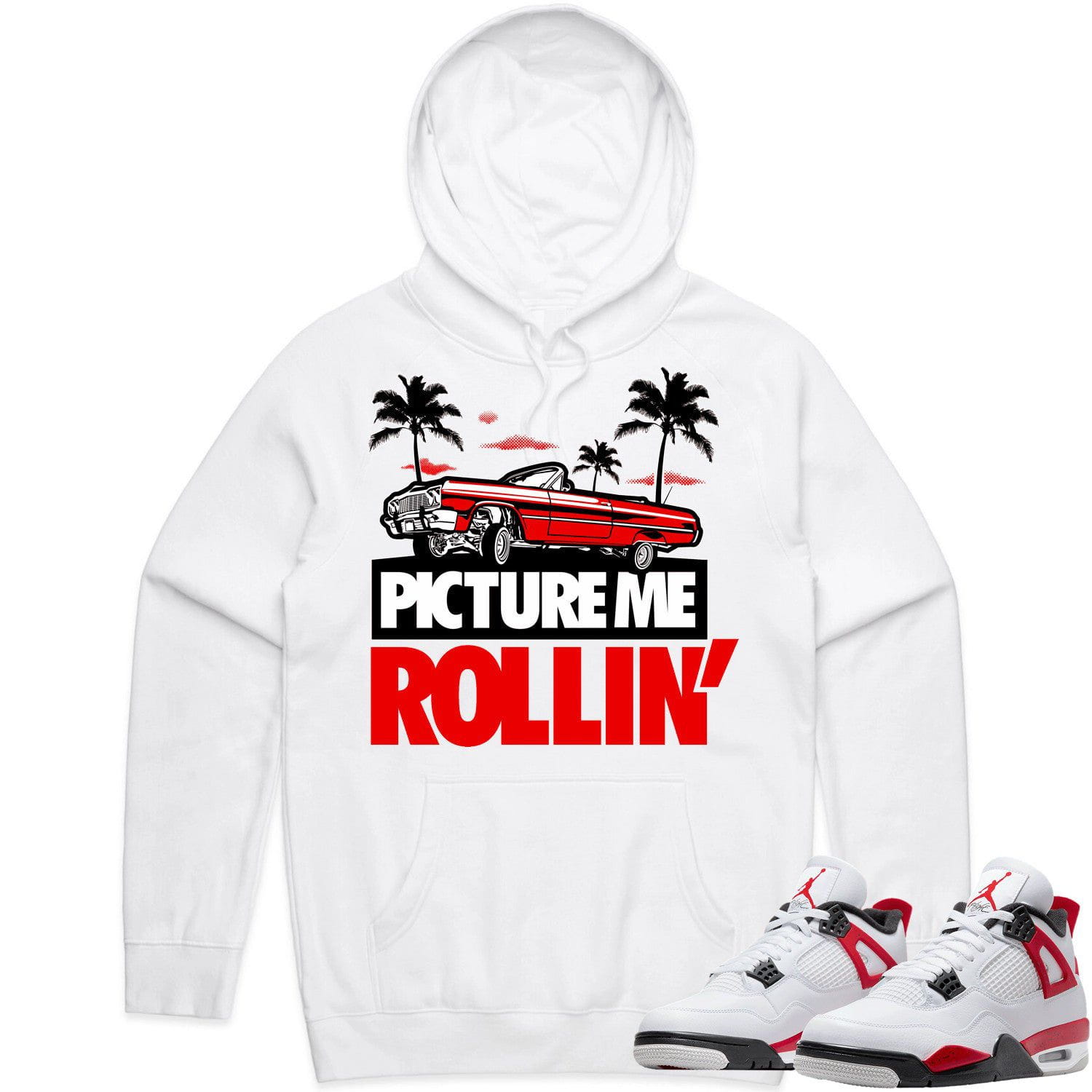 Jordan 4 Red Cement 4s Hoodie to Match - RED PMR