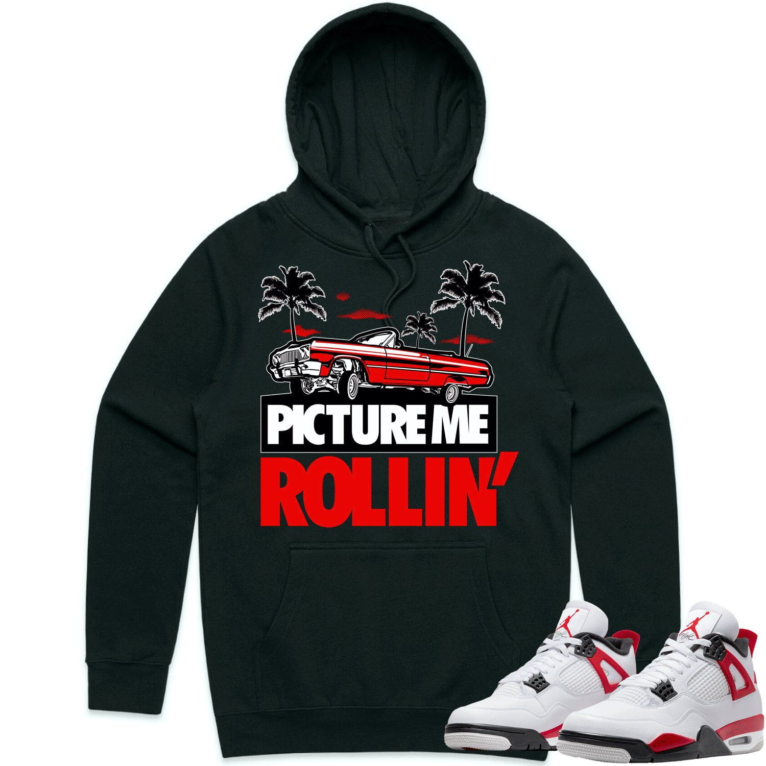 Jordan 4 Red Cement 4s Hoodie to Match - RED PMR