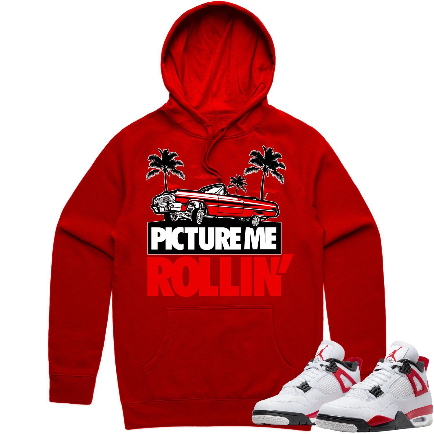 Jordan 4 Red Cement 4s Hoodie to Match - RED PMR