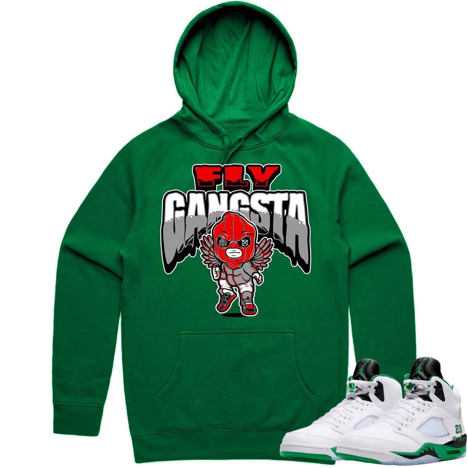 Jordan 5 Lucky Green 5s Hoodie to Match - RED FLY GANGSTA