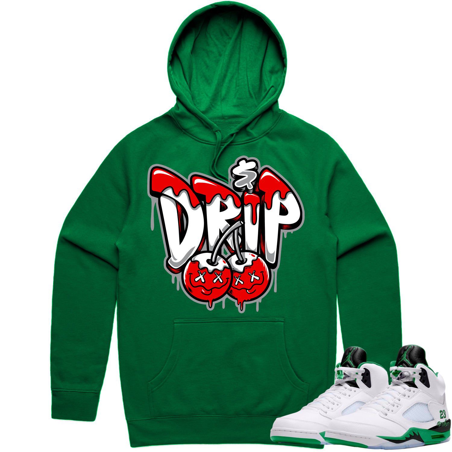 Jordan 5 Lucky Green 5s Hoodie to Match - RED MONEY DRIP