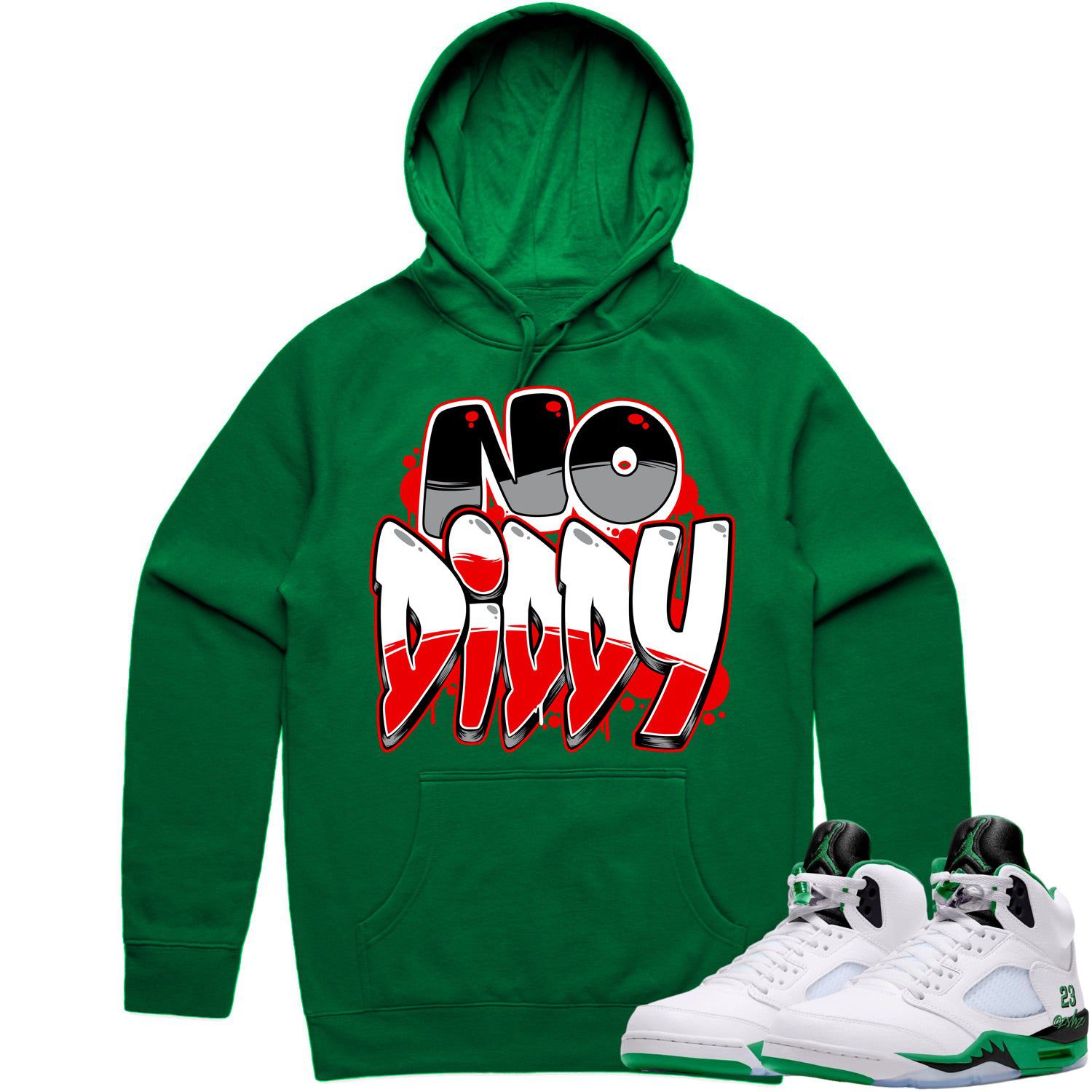 Jordan 5 Lucky Green 5s Hoodie to Match - RED NODIDDY