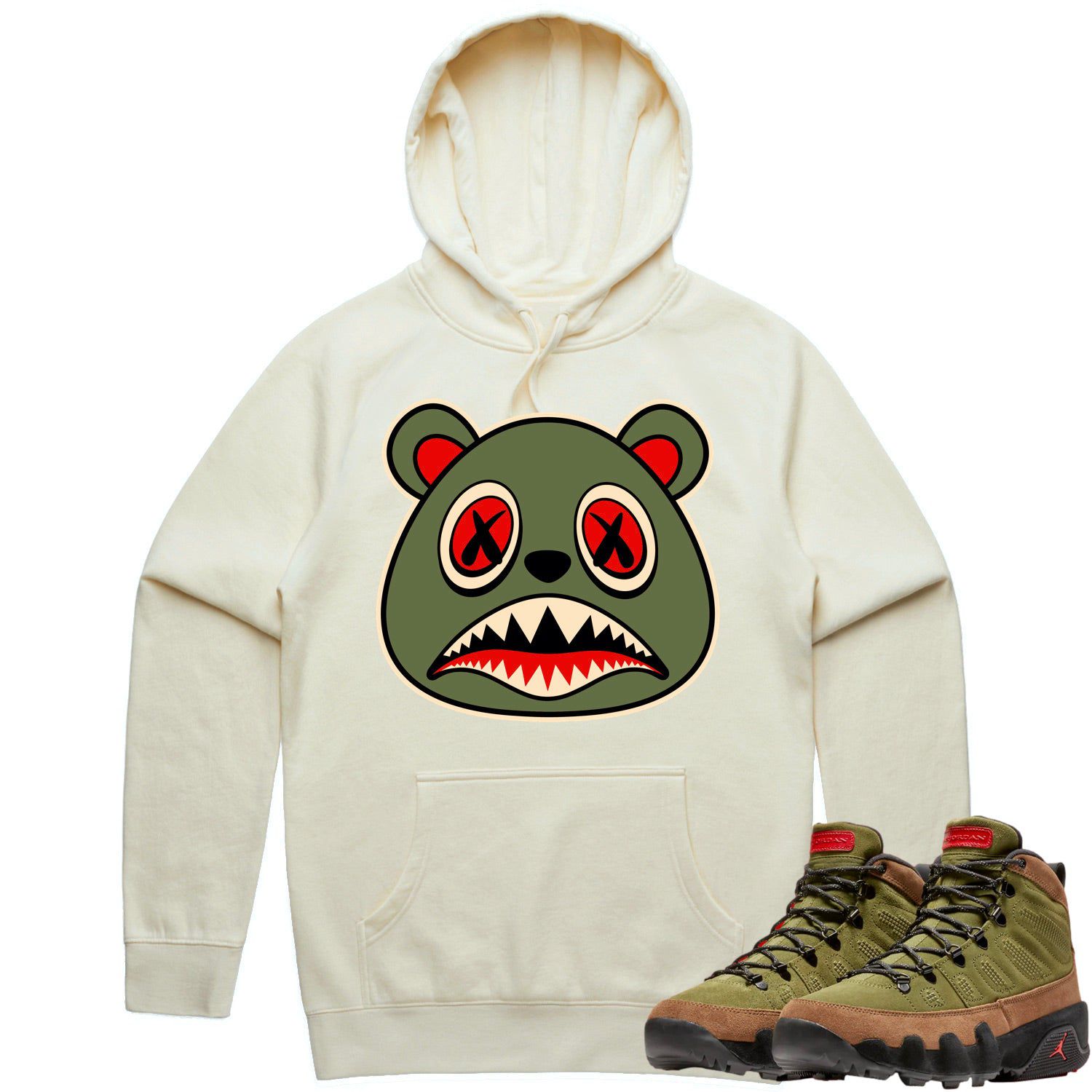 Jordan 9 Beef Broccoli 9s Hoodie to Match - OLIVE BAWS BEAR