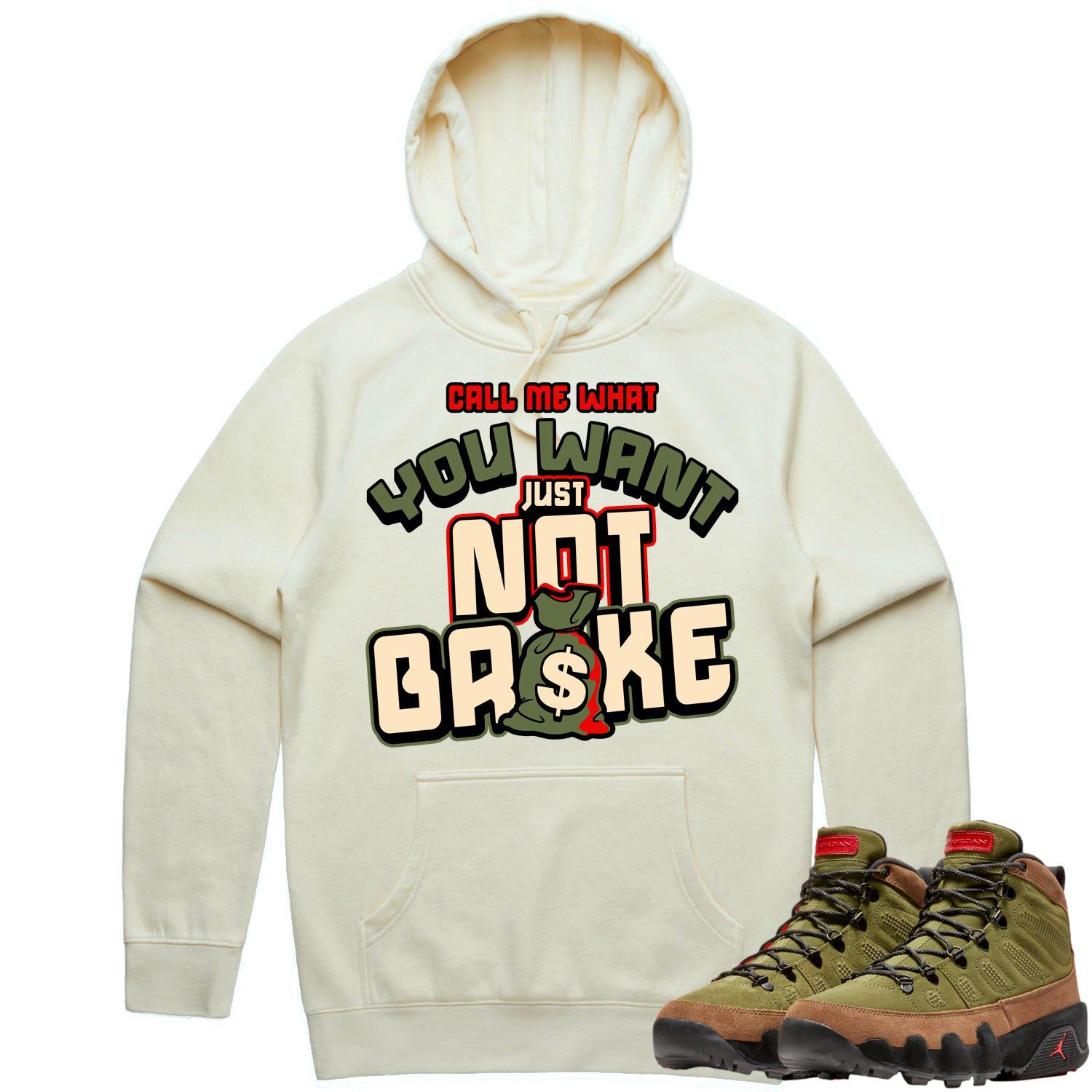 Jordan 9 Beef Broccoli 9s Hoodie to Match - OLIVE NOT BROKE