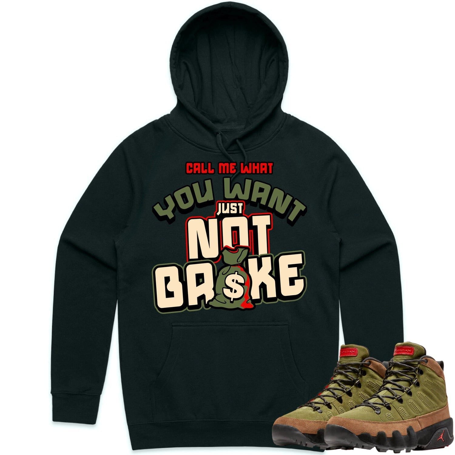 Jordan 9 Beef Broccoli 9s Hoodie to Match - OLIVE NOT BROKE