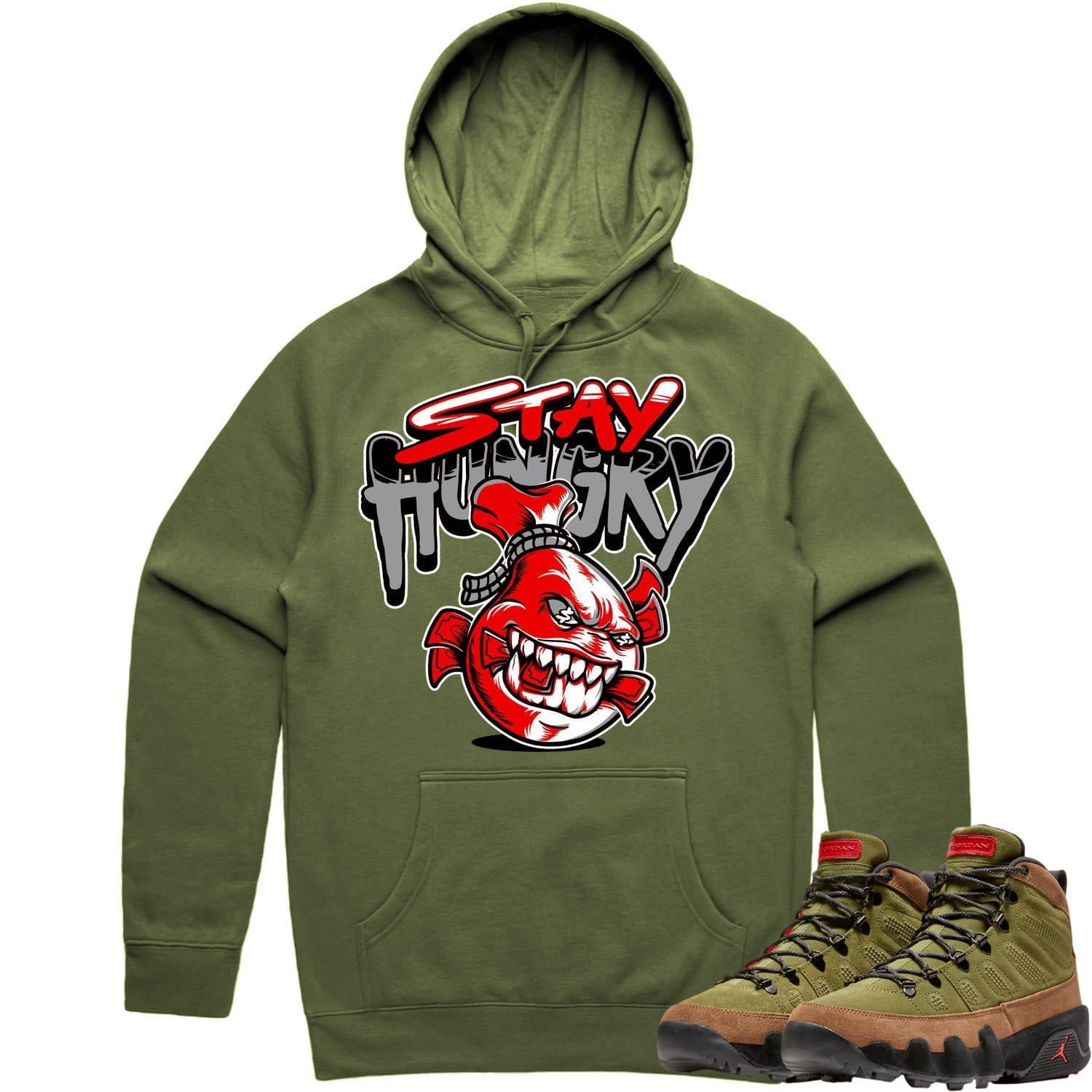 Jordan 9 Beef Broccoli 9s Hoodie to Match - RED STAY HUNGRY