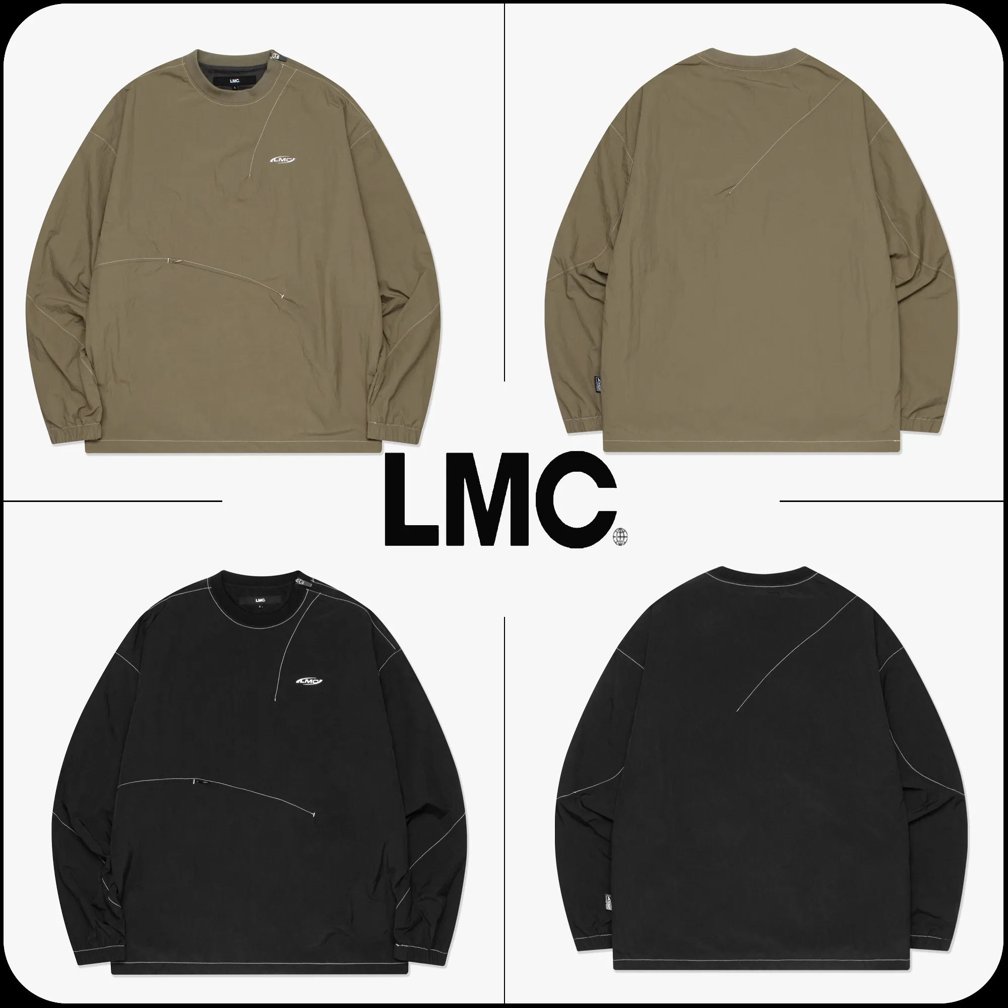 LMC  |[ LMC ]★ACTIVE GEAR NYLON CURVED DART CREWNECK