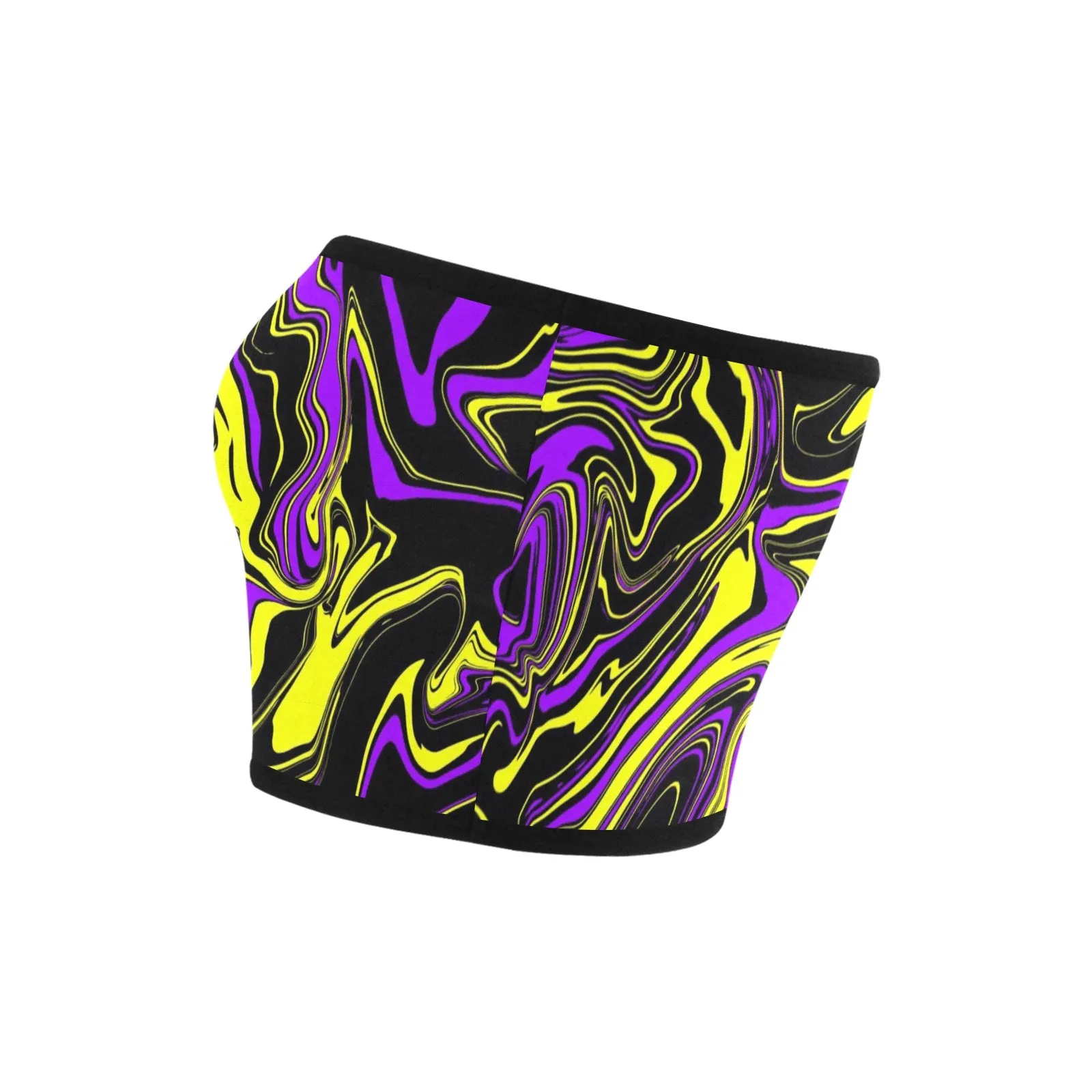 Purple Yellow and Black Psychedelic Melt Bandeau Top