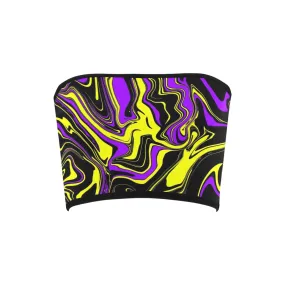 Purple Yellow and Black Psychedelic Melt Bandeau Top